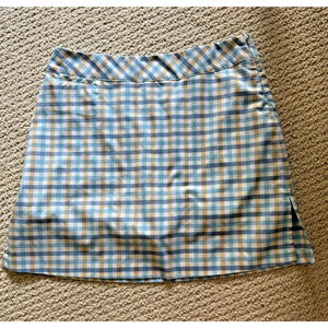 Adidas Golf Women's ClimaCool Blue White Tan Plaid Skort Size 8 Built-In Shorts